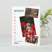 Aangepaste gezelfoto's vrolijk kerstfeest kaart (Staand voorkant)
