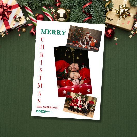 Aangepaste gezelfoto's vrolijk kerstfeest kaart
