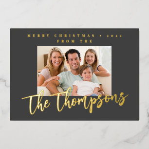 Aangepaste gezelfsfoto achternaam Prettig Kerstfee Folie Feestdagenkaart