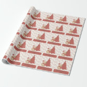 Aangepaste gezellige capybara kerst cadeaupapier (Uitgerold)