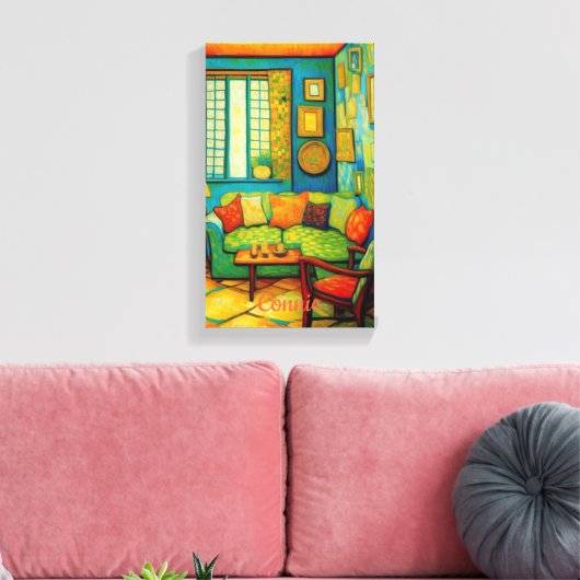 Aangepaste gezellige woonkamer scène schilderij canvas afdruk (Insitu (Woonkamer))