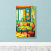 Aangepaste gezellige woonkamer scène schilderij canvas afdruk (Insitu (Houten vloer))