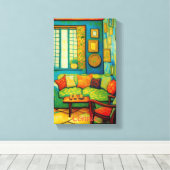 Aangepaste gezellige woonkamer scène schilderij canvas afdruk (Insitu (Houten vloer))