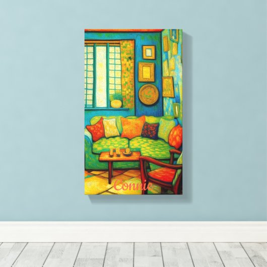 Aangepaste gezellige woonkamer scène schilderij canvas afdruk (Insitu (Houten vloer))