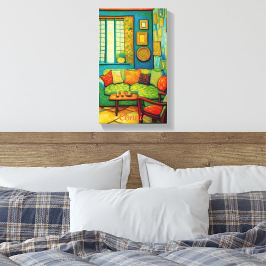 Aangepaste gezellige woonkamer scène schilderij canvas afdruk (Insitu (Slaapkamer))