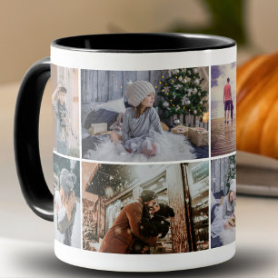 Aangepaste gezelschap 8 foto collage kerst cadeau mok