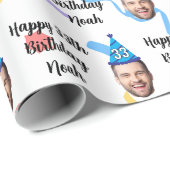 Aangepaste Gezicht 20e 30e 40e 50e 60e 70e Verjaar Cadeaupapier (Rol Hoek)