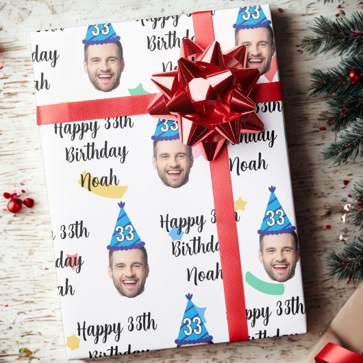 Aangepaste Gezicht 20e 30e 40e 50e 60e 70e Verjaar Cadeaupapier