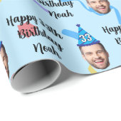 Aangepaste Gezicht 20e 30e 40e 50e 60e 70e Verjaar Cadeaupapier (Rol Hoek)