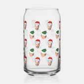 Aangepaste Gezicht 2 Foto's Santa Hat Kerstcadeau Blikvorm Glas (Voorkant)