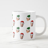 Aangepaste Gezicht 2 Foto's Santa Hat Kerstcadeau Grote Koffiekop (Rechts)