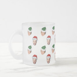Aangepaste Gezicht 2 Foto's Santa Hat Kerstcadeau Matglas Koffiemok