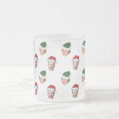 Aangepaste Gezicht 2 Foto's Santa Hat Kerstcadeau Matglas Koffiemok (Center)