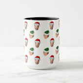 Aangepaste Gezicht 2 Foto's Santa Hat Kerstcadeau Mok (Midden)