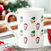 Aangepaste Gezicht 2 Foto's Santa Hat Kerstcadeau Porselein Kop