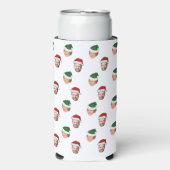 Aangepaste Gezicht 2 Foto's Santa Hat Kerstcadeau Seltzer Blikjeskoeler (Seltzer Voorkant)