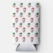 Aangepaste Gezicht 2 Foto's Santa Hat Kerstcadeau Seltzer Blikjeskoeler (Voorkant)