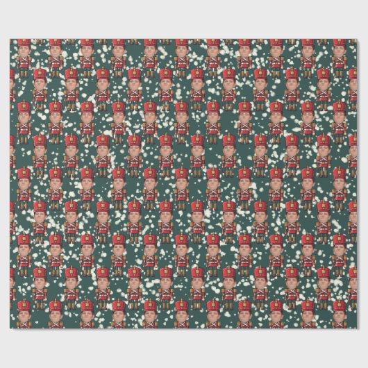 Aangepaste Gezicht Foto Kerst Notenkraker Gift Wra Cadeaupapier (Vlak)