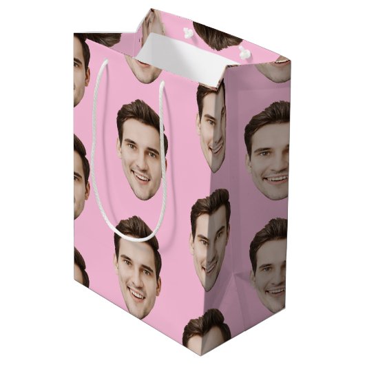 Aangepaste gezicht gepersonaliseerde verjaardag br medium cadeauzakje (Achterkant Gekanteld)