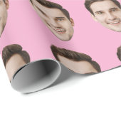 Aangepaste gezicht gepersonaliseerde verjaardag hu cadeaupapier (Rol Hoek)