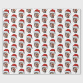 Aangepaste Gezicht Gift Wrap, Gezicht Foto Santa H Cadeaupapier (Vlak)