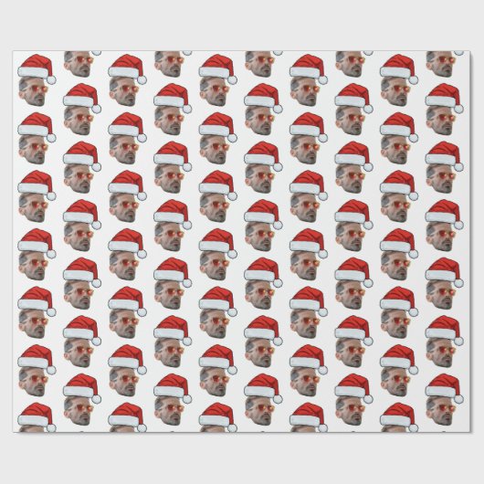 Aangepaste Gezicht Gift Wrap, Gezicht Foto Santa H Cadeaupapier (Vlak)