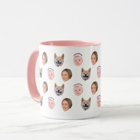 Aangepaste Gezicht Mok, Aangepaste Foto mok, Famil Mok (Voorkant links)