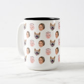 Aangepaste Gezicht Mok, Aangepaste Foto mok, Famil Tweekleurige Koffiemok (Voorkant links)