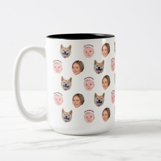 Aangepaste Gezicht Mok, Aangepaste Foto mok, Famil Tweekleurige Koffiemok (Links)