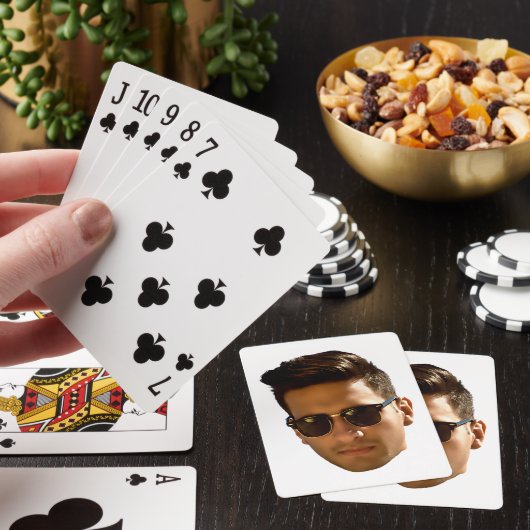Aangepaste gezicht uitsnede vrijgezellenfeest verj pokerkaarten (Insitu)