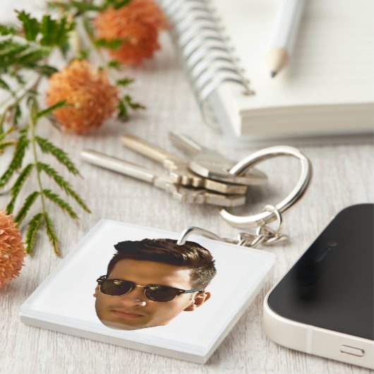 Aangepaste gezicht uitsnijden vrijgezellenfeest ve sleutelhanger (Voorkant Rechts)