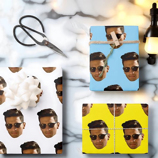 Aangepaste gezicht-uitsnijding vrijgezellenfeest v inpakpapier vel