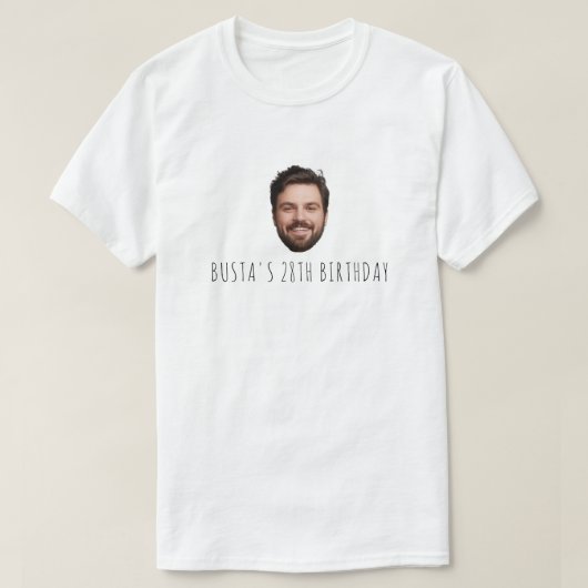 Aangepaste gezicht verjaardagsfeestje gepersonalis t-shirt (Design voorkant)