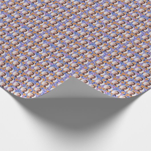 Aangepaste gezichten lachend pompoenen patroon cadeaupapier (Hoek)