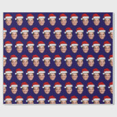 Aangepaste gezichts foto met kerstmuts | Unieke ca Cadeaupapier (Vlak)