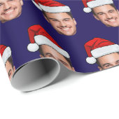 Aangepaste gezichts foto met kerstmuts | Unieke ca Cadeaupapier (Rol Hoek)