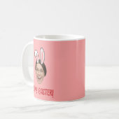 Aangepaste gezichts grappige paashaasoren foto koffiemok (Voorkant links)