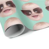 Aangepaste Gezichts Verjaardagsfeest Aangepaste Ba Cadeaupapier (Rol Hoek)