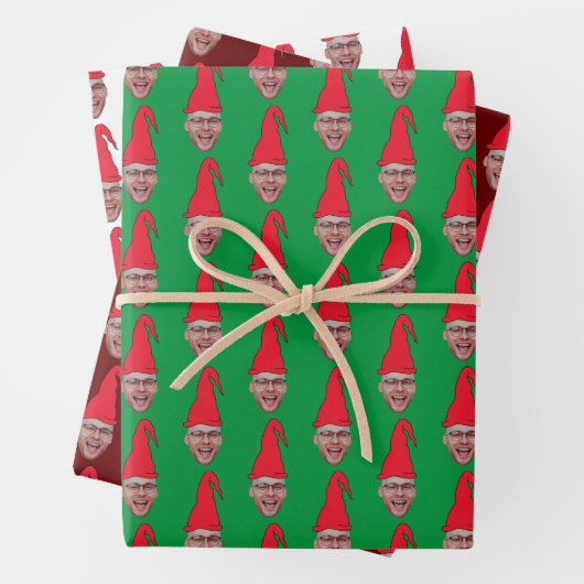 Aangepaste gezichtsfoto Elf gezicht Herhalend patr Inpakpapier Vel (In situ)