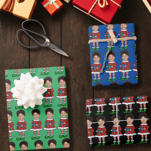 Aangepaste gezichtsfoto Elf Kerstmis gepersonalise Inpakpapier Vel