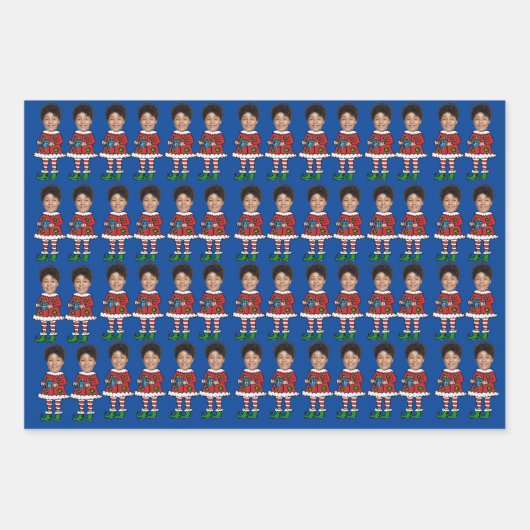 Aangepaste gezichtsfoto Elf Kerstmis gepersonalise Inpakpapier Vel (Voorkant 2)