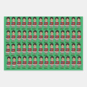 Aangepaste gezichtsfoto Elf Kerstmis gepersonalise Inpakpapier Vel (Voorkant)