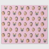 Aangepaste Gezichtsfoto Familie Gift, 4 Foto's Gez Cadeaupapier (Vlak)