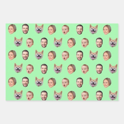 Aangepaste Gezichtsfoto Familie Gift, 4 Foto's Gez Inpakpapier Vel (Voorkant 2)