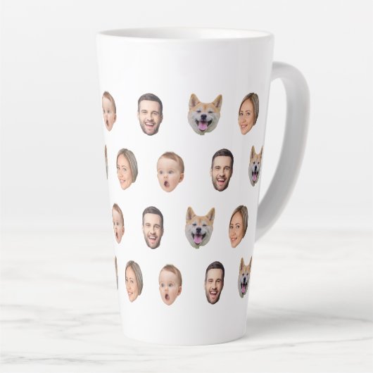 Aangepaste Gezichtsfoto Familie Gift, 4 Foto's Gez Latte Mok (Rechterhoek)