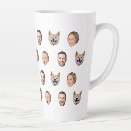 Aangepaste Gezichtsfoto Familie Gift, 4 Foto's Gez Latte Mok (Rechts)