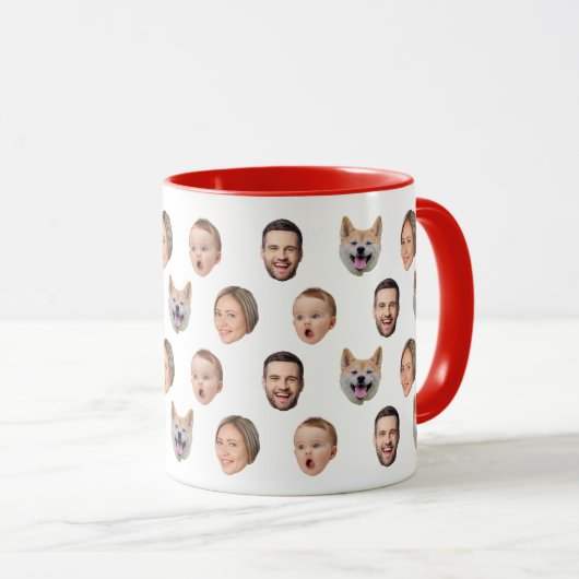 Aangepaste Gezichtsfoto Familie Mok, 4 Foto's Mok (Voorkant rechts)