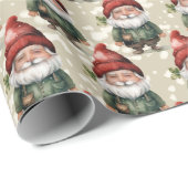 Aangepaste Gezichtsfoto Kerst Gnomes Wrapping Pape Cadeaupapier (Rol Hoek)