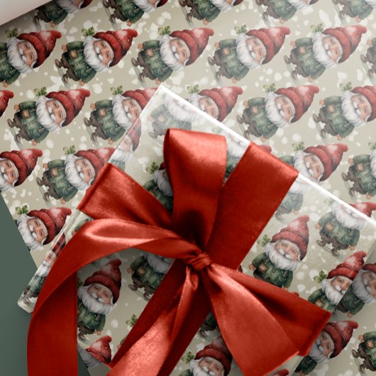 Aangepaste Gezichtsfoto Kerst Gnomes Wrapping Pape Cadeaupapier