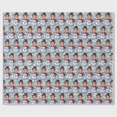 Aangepaste Gezichtsfoto Kerst Sneeuwmannen Wrappin Cadeaupapier (Vlak)